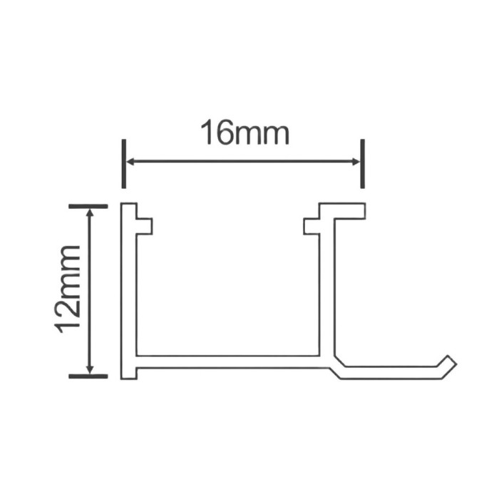 Профиль боковой финишный D1023 3000х16х12 мм, под светодиодную ленту, черный
