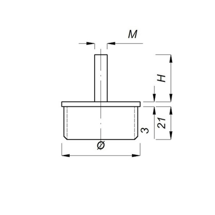 Заглушка TW0312, Ø50 мм c болтом, M8x40 мм, пластик, черный